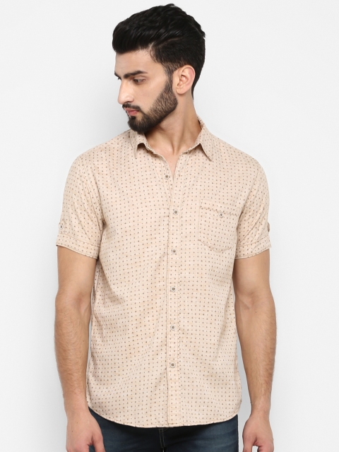 

Mufti Men Cream-Coloured Regular Fit Printed Casual Shirt