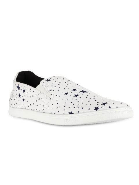 

Franco Leone Men White Printed Slip-On Sneakers