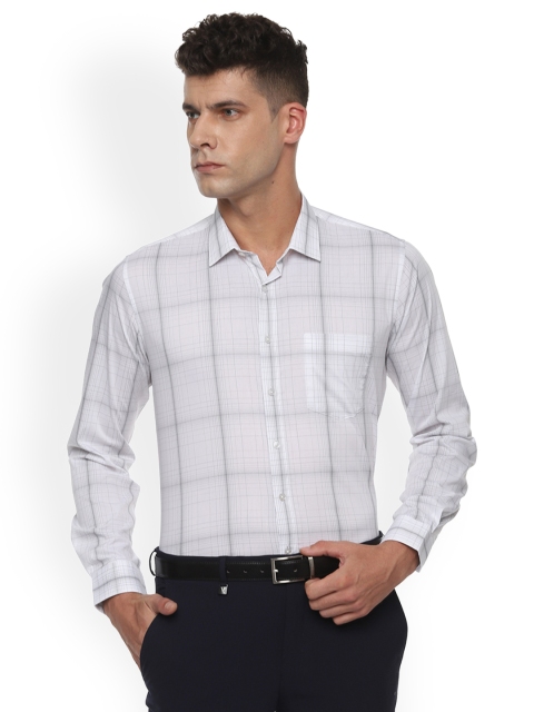 

Van Heusen Men White & Grey Slim Fit Checked Formal Shirt