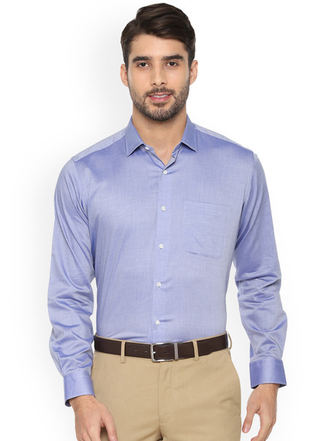 

Van Heusen Men Blue Custom Boxy Self Design Formal Shirt