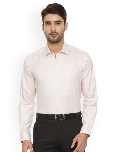 

Louis Philippe Men Beige Tight Slim Fit Self Design Formal Shirt