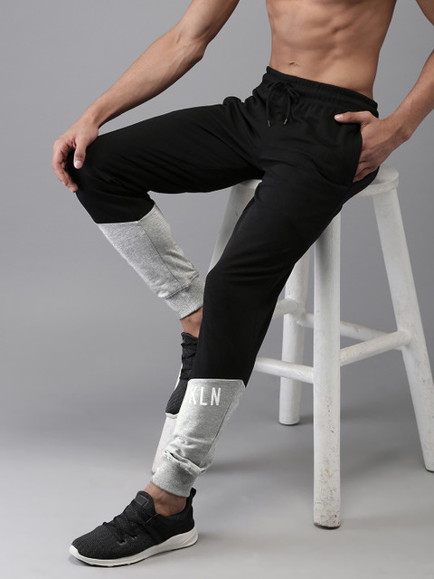 

HERE&NOW Men Black & Grey Colourblocked Joggers