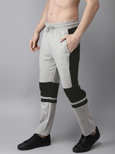 

HERE&NOW Men Grey & Black Colourblocked Joggers