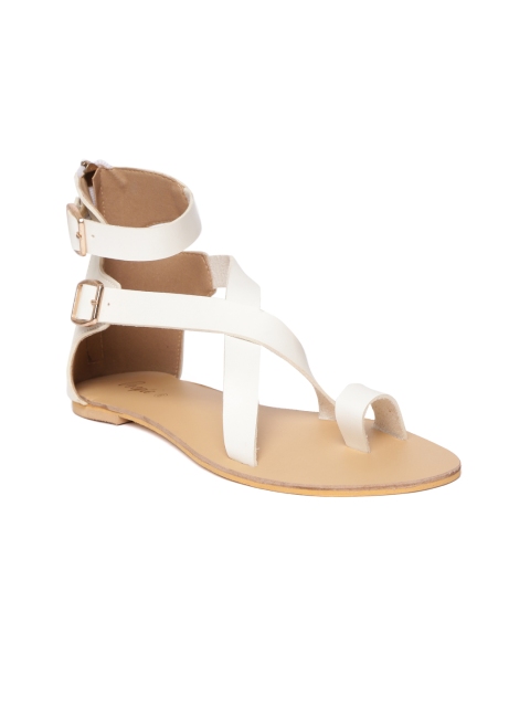 

People Women Off-White Solid Mid-Top One Toe Flats