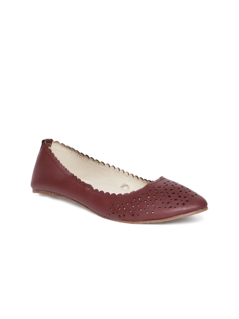 

People Women Maroon Solid Ballerinas