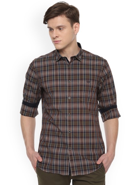 

Van Heusen Sport Men Brown Tight Slim Fit Checked Casual Shirt