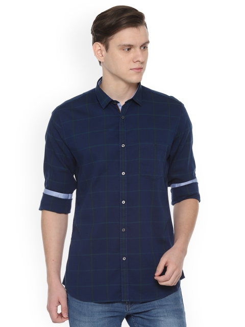 

Van Heusen Sport Men Navy Blue Tight Slim Fit Checked Casual Shirt