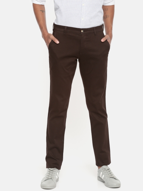 

Parx Men Brown Slim Fit Solid Regular Trousers