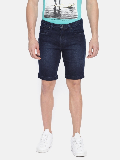 

Parx Men Navy Blue Washed Denim Shorts