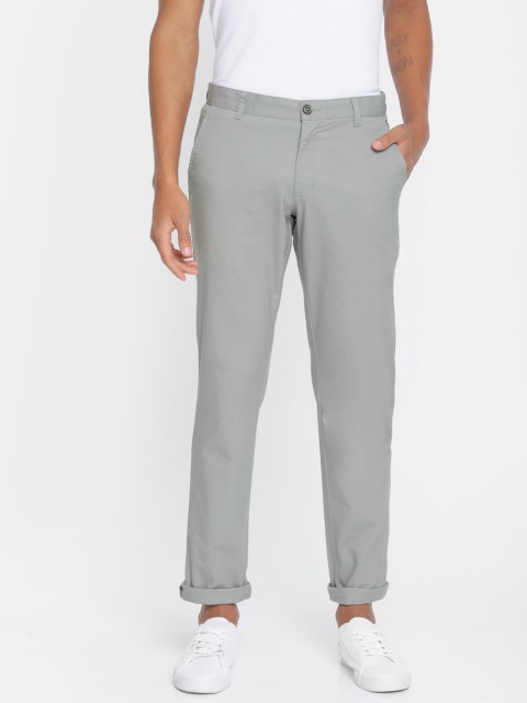 

Parx Men Grey Lowell Tapered Fit Solid Chinos