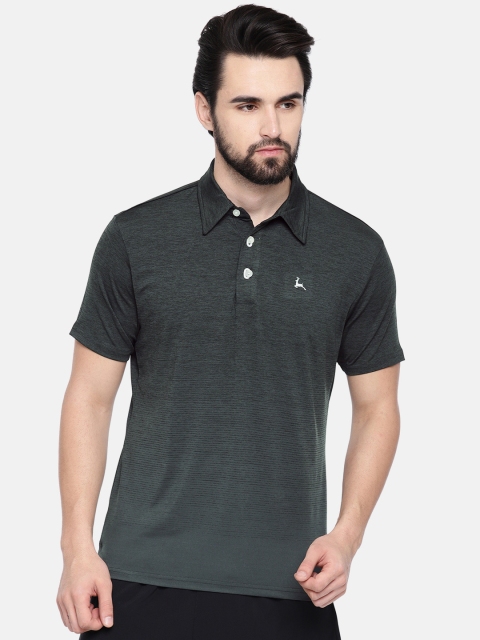 

Parx Men Charcoal Grey Striped Polo Collar T-shirt