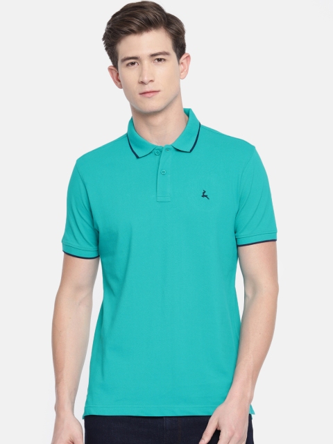 

Parx Men Sea Green Solid Polo Collar Pure Cotton T-shirt