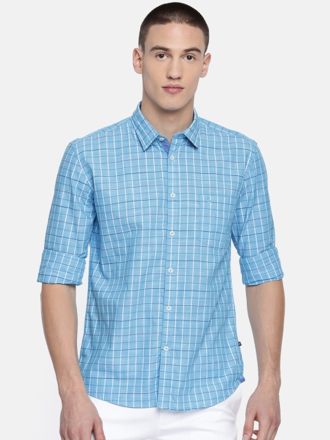 

Parx Men Blue Slim Fit Checked Casual Shirt