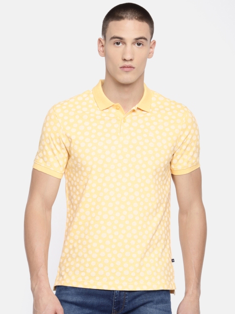 

Parx Men Yellow Printed Polo Collar Pure Cotton T-shirt