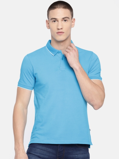 

Parx Men Blue Solid Polo Collar T-shirt