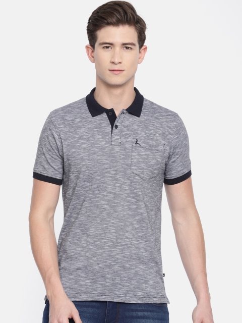 

Parx Men Blue Solid Polo Collar T-shirt