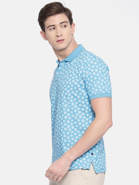 

Parx Men Blue & White Printed Polo Collar T-shirt