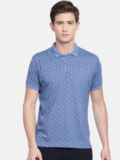 

Parx Men Blue Printed Polo T-shirt