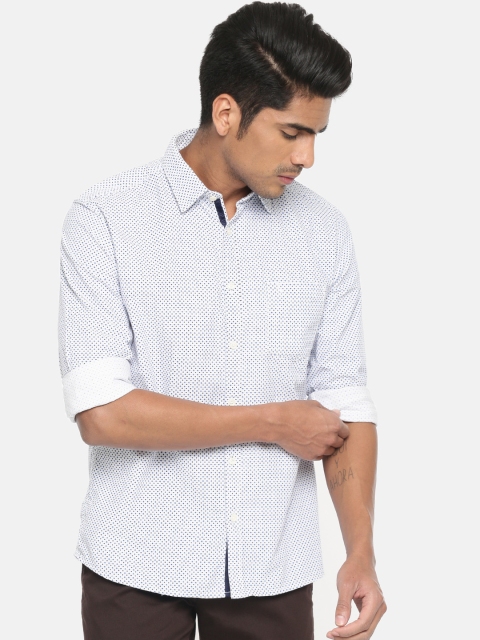 

Parx Men White & Navy Blue Slim Fit Printed Casual Shirt