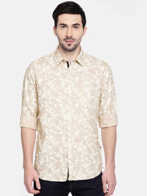 

Parx Men Beige & White Slim Fit Printed Casual Shirt