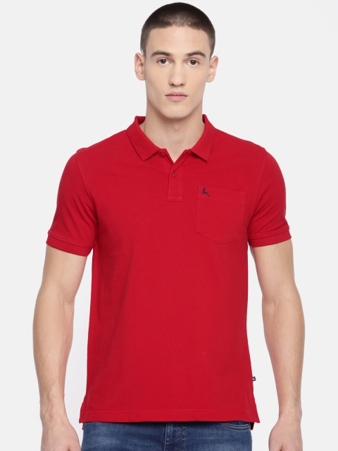 

Parx Men Red Solid Polo Collar T-shirt