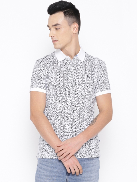 

Parx Men White & Black Printed Polo T-shirt