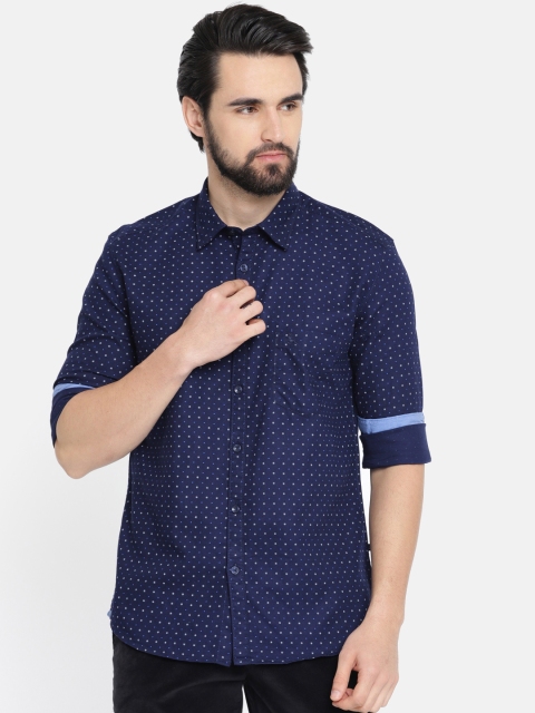 

Parx Men Navy Blue Slim Fit Printed Casual Shirt