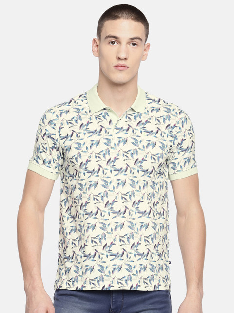 

Parx Men Green & Teal Blue Printed Polo Collar T-shirt