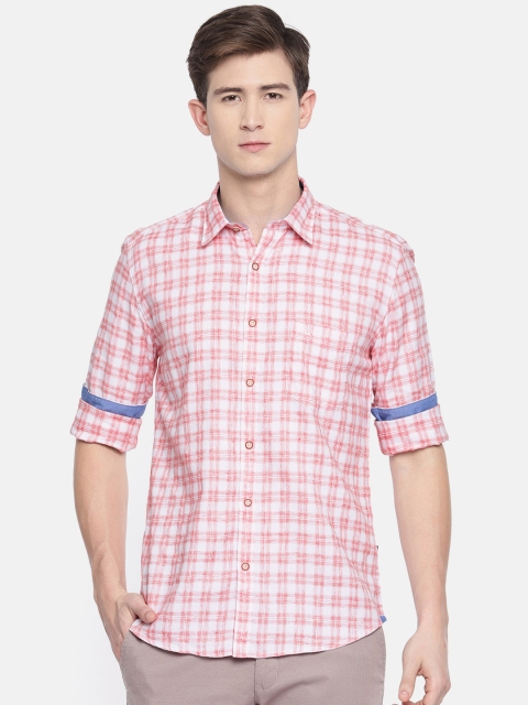 

Parx Men Red & White Slim Fit Checked Casual Shirt