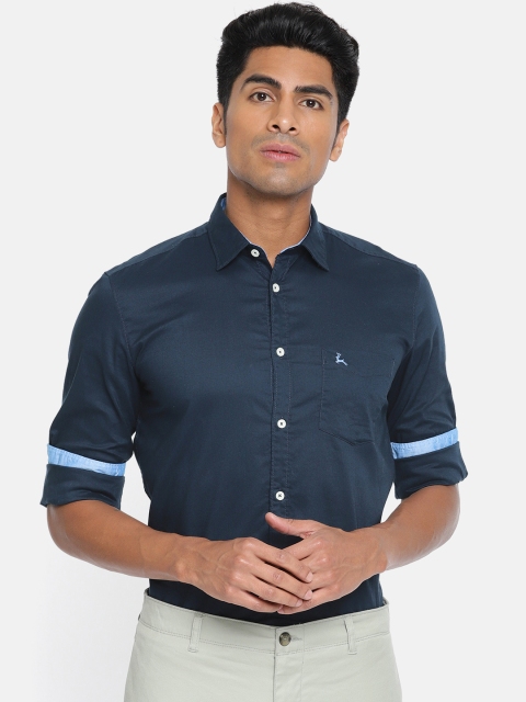 

Parx Men Navy Blue Slim Fit Solid Smart Casual Shirt