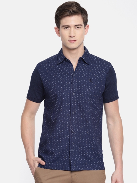 

Parx Men Navy Printed Casual Shirt, Navy blue
