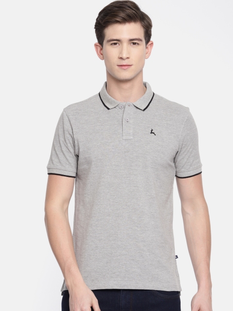 

Parx Men Grey Melange Solid Polo Collar T-shirt