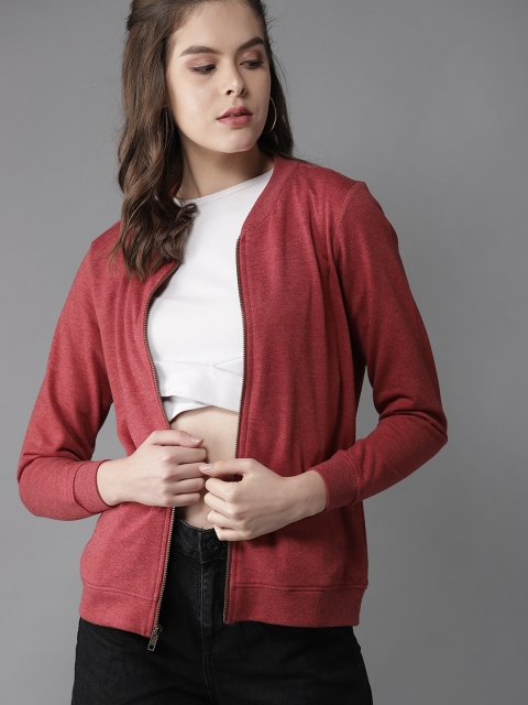 

HERE&NOW Women Rust Red Solid Sweatshirt
