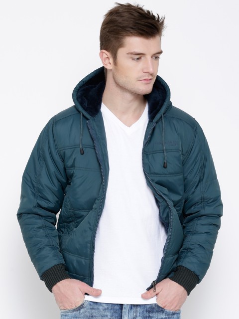 

Locomotive Teal Blue Padded Hooded Jacket