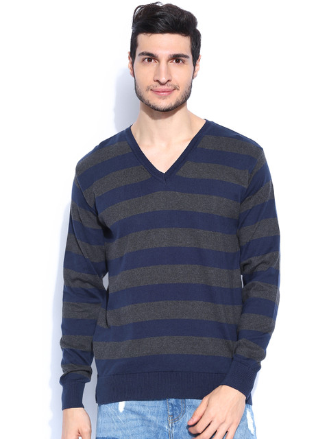 

Locomotive Charcoal Grey & Blue Striped Sweater