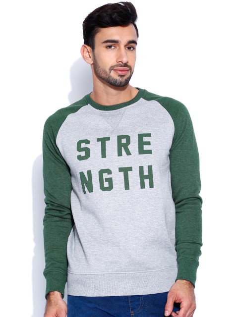 

LOCOMOTIVE Grey Melange Printed Sweatshirt