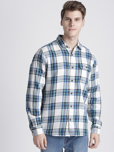

GAP Men's Slub Plaid Flannel Shirt in Standard Fit, White