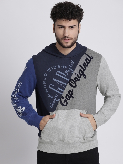 

GAP Men's Colorblock Logo Fleece Pullover Hoodie, Blue