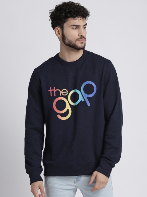 

GAP Men Navy Blue Printed Gap + Pride Logo Crewneck Sweatshirt