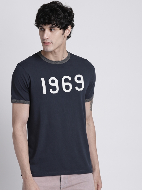 

GAP Men's Ringer Crewneck T-Shirt, Navy blue