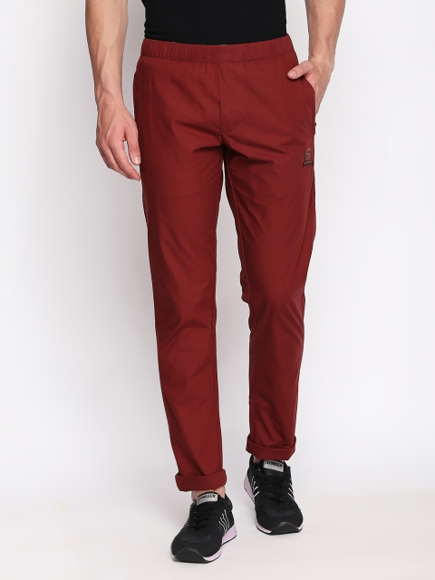 

Beevee Men Rust Red Solid Straight-Fit Trackpants