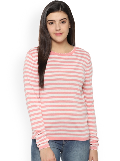 

Van Heusen Woman Peach-Coloured Striped Top