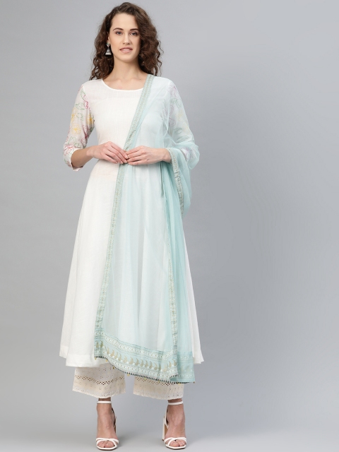 

W Blue Solid Net Dupatta