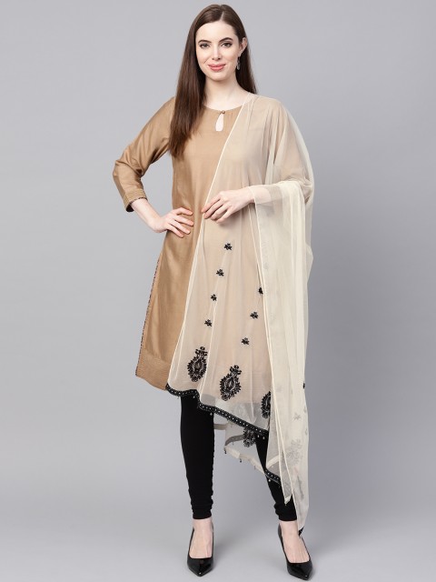

W Beige Embroidered Dupatta