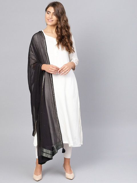 

W Women Black Solid Dupatta