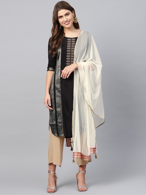 

W Off-White Solid Dupatta