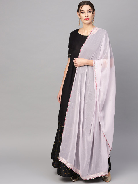 

W Women Lavender Mukaish Work Dupatta