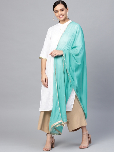 

W Women Blue Mukaish Solid Dupatta