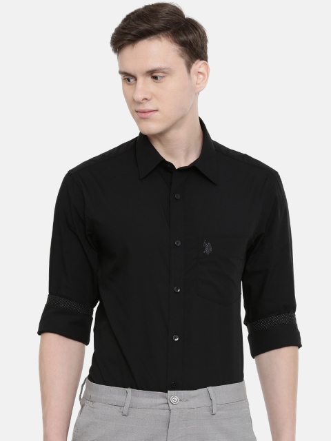 

U.S. Polo Assn. Men Black Tailored Fit Solid Casual Shirt