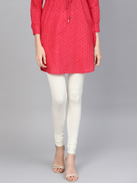 

W Women Off-White Solid Churidar Length Leggings
